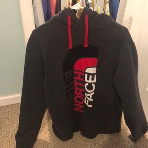 Gray North Face Logo Hoodie